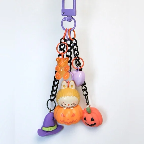Labubu Pumpkin Pop Bean Mini Bag Charm / Keychain - Picture 3 of 3